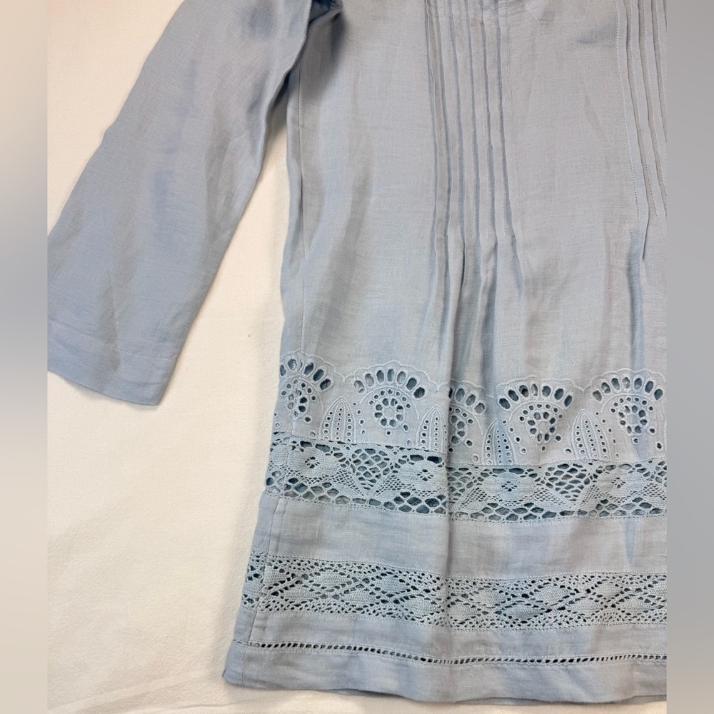 Sundance Alyssa Linen Eyelet Tunic Light Blue Size XS EUC - Picture 3 of 9